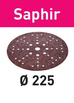 Disco de lijado Festool STF D225/48 P24 SA/25 zafiro (205650) para lijadoras de cuello largo PLANEX LHS 2 225 EQ(I), PLANEX 225 EQ, PLANEX LHS-E 225 easy, PLANEX LHS 2-M 225 EQ
