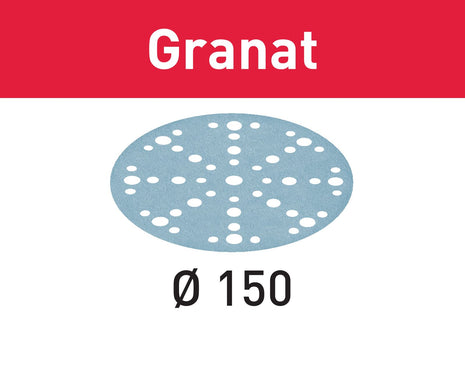 Disco abrasivo Festool STF D150/48 P500 GR/100 granate (575173) para RO 150, ES 150, ETS 150, ETS EC 150, LEX 150, WTS 150, HSK-D 150
