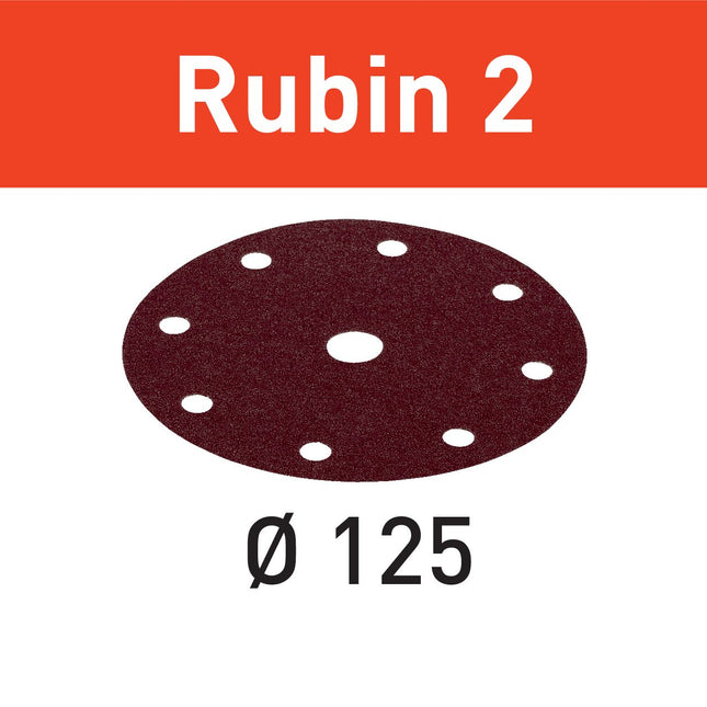 Disco abrasivo Festool STF D125/8 P60 RU2/10 Ruby 2 (499102) para RO 125, ES 125, ETS 125, ETSC 125, ES-ETS 125, ES-ETSC 125, ETS EC 125, LEX 125