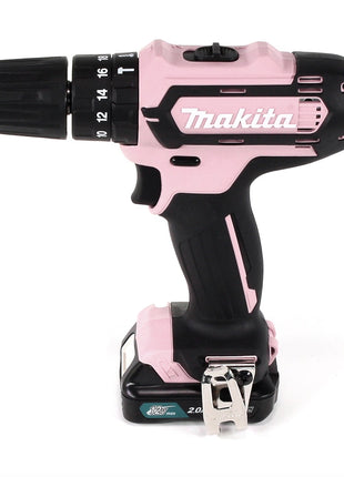 Makita HP 331 DSAP1 Akku Schlagbohrschrauber 12V Pink 30 Nm mit Tragetasche und 1x BL1021B 2,0 Ah Akku und DC10SB Ladegerät - Toolbrothers