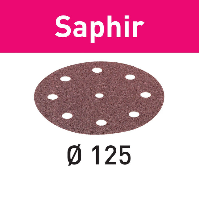 Disco de lijado Festool STF D125/8 P80 SA/25 zafiro (493127) para RO 125, ES 125, ETS 125, ETSC 125, ES-ETS 125, ES-ETSC 125, ETS EC 125, LEX 125