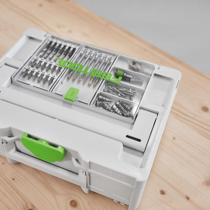 Festool BKS SYS3 Cassette de puntas CE de 100 mm (577399) para taladro/atornillador de batería Festool y taladro de percusión inalámbrico con soporte FastFix y portaherramientas WH-CE CENTROTEC