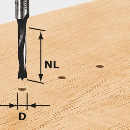 Broca para tacos Festool HW S8 D5/30 Z (491066) para OF 900, OF 1000, OF 1010, OF 1010 R, OF 1400