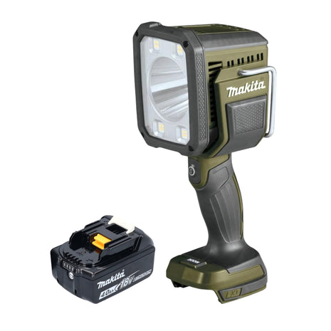 Makita DML 812 M1 Foco manual a batería 18 V 1250 lm LED verde oliva edición especial para aventuras al aire libre + 1x batería 4,0 Ah - sin cargador