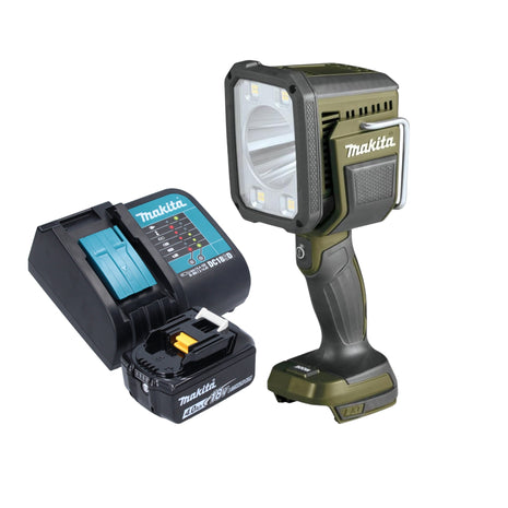 Makita DML 812 SM1 Akku Handstrahler 18 V 1250 lm LED Olive Grün Outdoor Adventure Sonderedition + 1x Akku 4,0 Ah + Ladegerät