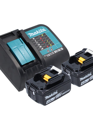 Makita DML 812 SM foco manual a batería 18 V 1250 lm LED verde oliva edición especial aventura al aire libre + 2x baterías 4,0 Ah + cargador