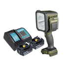 Makita DML 812 SM rechargeable hand-held spotlight 18 V 1250 lm LED olive green outdoor adventure special edition + 2x rechargeable battery 4.0 Ah + charger
