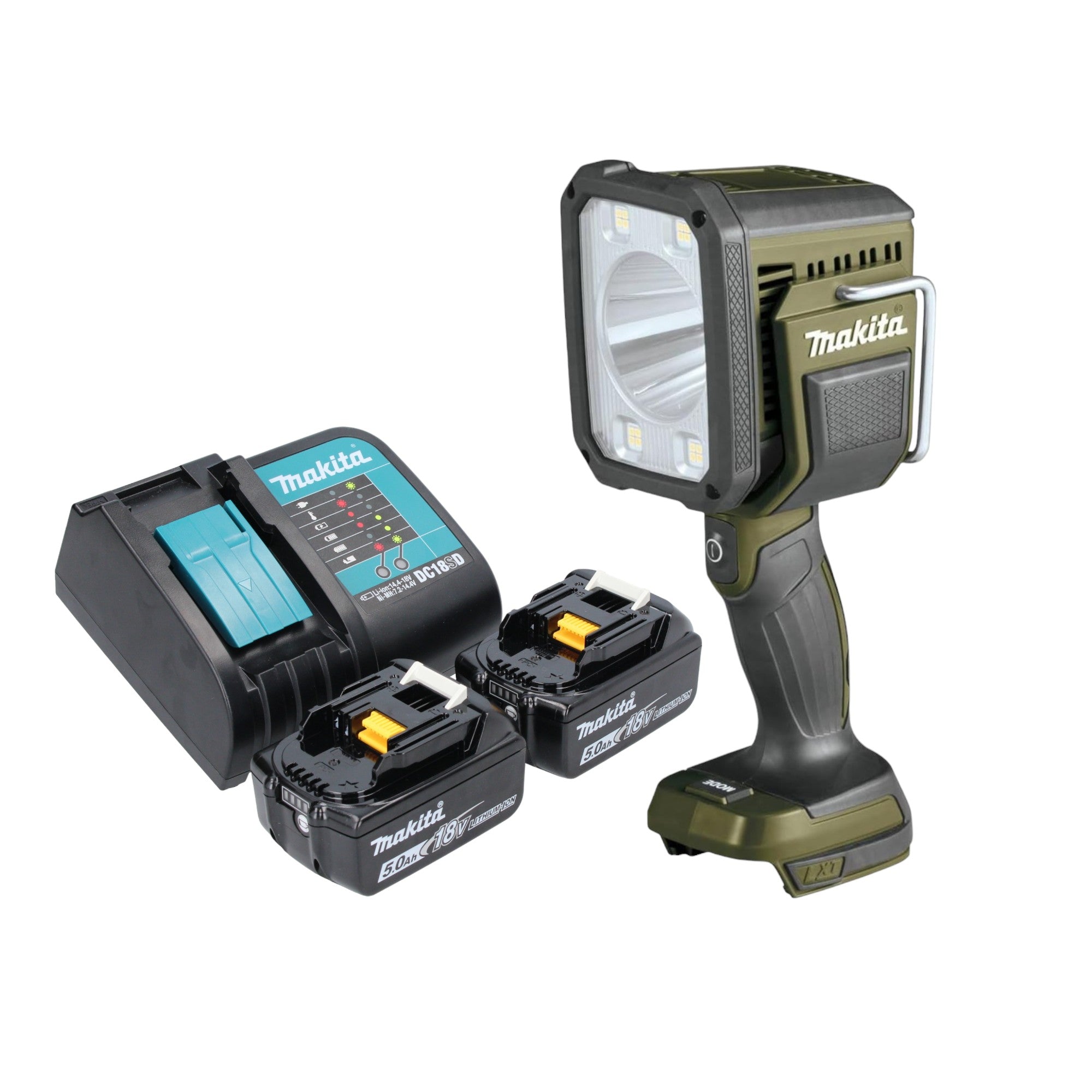Makita DML 812 ST Akku Handstrahler 18 V 1250 lm LED Olive Gruen Outdoor Adventure Sonderedition 2x Akku 5 0 Ah Ladegeraet 0 - toolbrothers