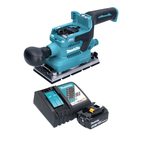 Lijadora orbital a batería Makita DBO 380 RF1 18 V 93 x 185 mm sin escobillas + 1x batería 3,0 Ah + cargador