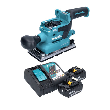 Levigatrice orbitale a batteria Makita DBO 380 RG 18 V 93 x 185 mm brushless + 2x batteria ricaricabile 6,0 Ah + caricabatterie