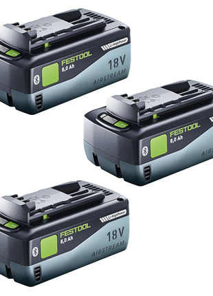 Juego de baterías Festool 3x BP 18 Li 8.0 HP-ASI batería 18 V 8.0 Ah (3x 577323) 8000 mAh Li-ion con indicador de nivel de carga