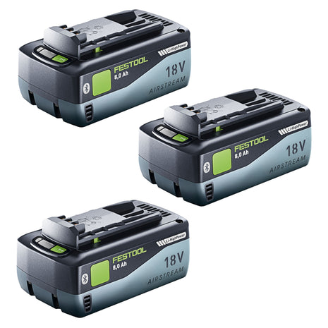 Juego de baterías Festool 3x BP 18 Li 8.0 HP-ASI batería 18 V 8.0 Ah (3x 577323) 8000 mAh Li-ion con indicador de nivel de carga