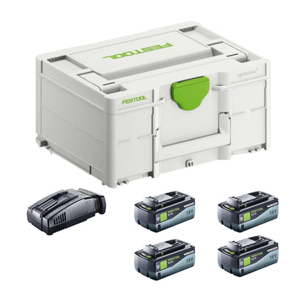 Festool SYS 18V 4x8,0/SCA16 Kit énergie 4x batterie 18 V 8,0 Ah ( 4x 577323 ) + chargeur ( 576953 ) + Systainer