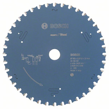 Hoja de sierra circular Bosch Expert para acero, 190 x 20 x 2,0 mm, 40 (2608643056)