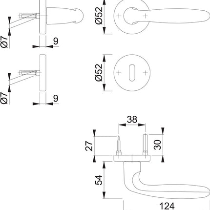HOPPE set di rose Verona 1510 / 42KB/42KBS Alluminio F1 ( 3000203132 )