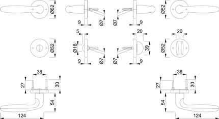 HOPPE Garniture à rosette Verona 1510 / 42KB/42KBS aluminium F1 ( 3000203134 )
