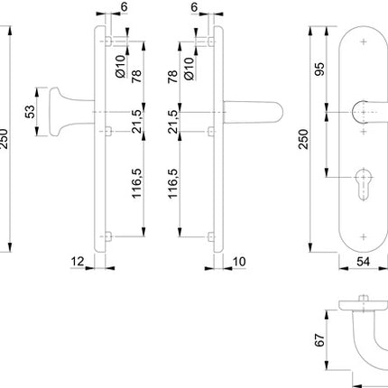 HOPPE Mobili di sicurezza Paris 86G/3331/3310/138 Alluminio F1 ( 3000209105 )