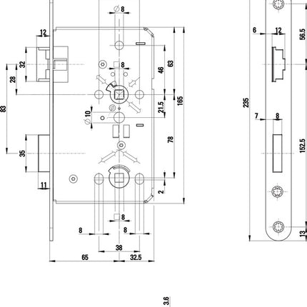 BKS Zimmertür-Einsteckschloss 0515 BAD 24/ 65/78/8 mm DIN links ( 3000210510 )
