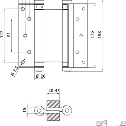 Bisagra para puerta batiente DENI acero inoxidable (3000215049)