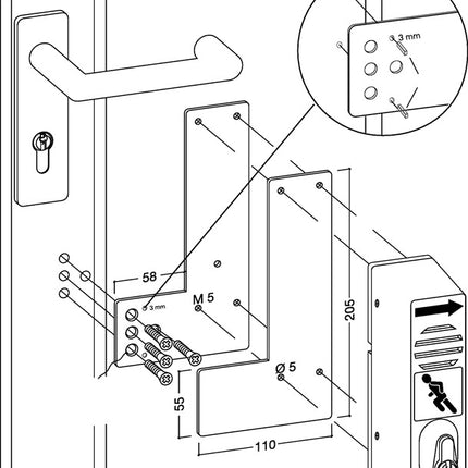 GFS mounting plate 901 - / 991 470 Mounting on glass doors ( 3000250545 )