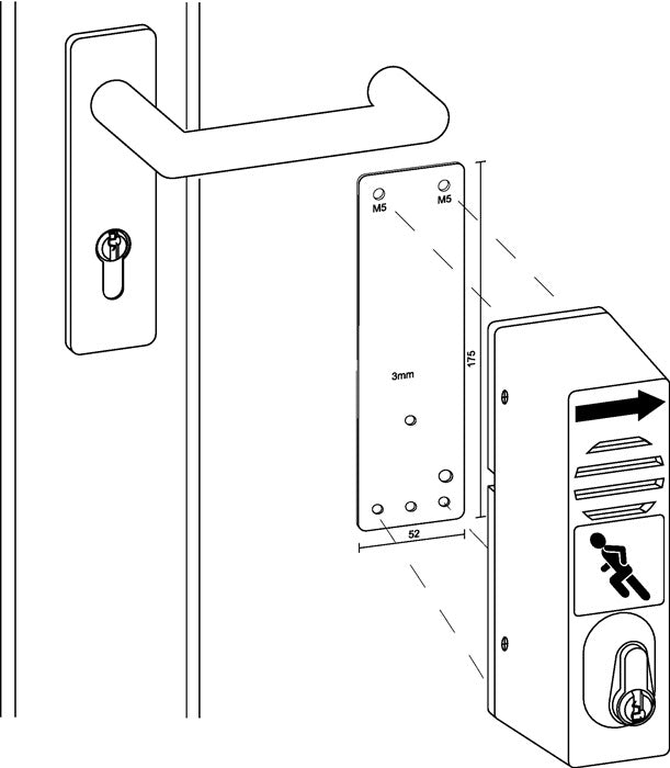 GFS mounting plate 901 670 Mounting on fire doors ( 3000250547 )