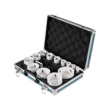 Makita D-47307 16-teiliges Lochsägen Set + Auswurffeder und 2x Aufnahme mit Zentrierbohrer im hochwertigen Aluminium Koffer - Toolbrothers