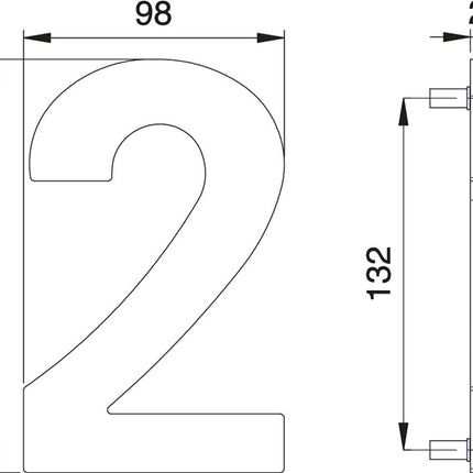 Número de casa EDI dígito 2 acero inoxidable mate ( 3000261317 )