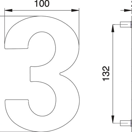 EDI Numéro de maison chiffre 3 acier inoxydable mat ( 3000261318 )