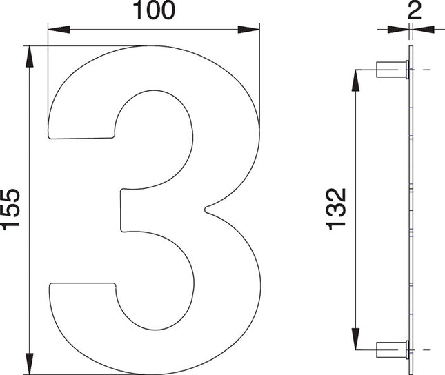 Numer domu EDI cyfra 3 stal nierdzewna matowa ( 3000261318 )