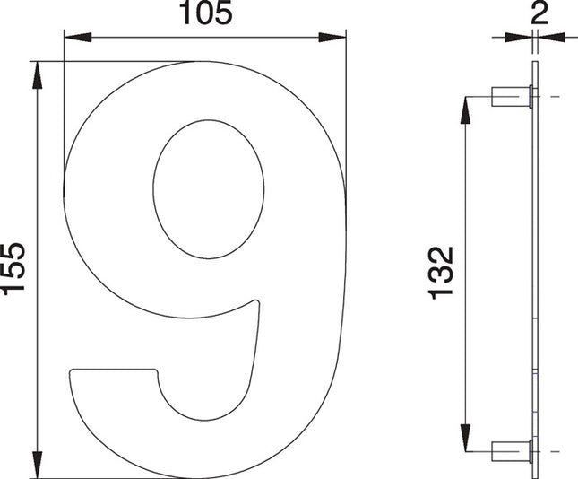 Numer domu EDI cyfra 6 / 9 stal nierdzewna matowa ( 3000261321 )