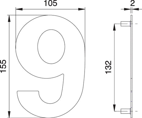 Número de casa EDI dígito 6 / 9 acero inoxidable mate (3000261321)