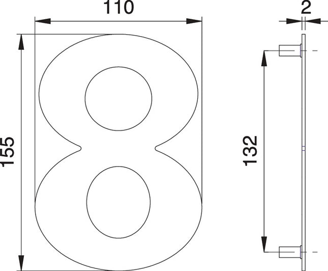 Número de casa EDI dígito 8 acero inoxidable mate ( 3000261323 )