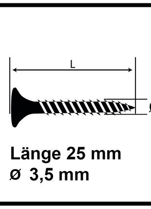 Technofast GF3525TD 5000 x Gipskartonschrauben Trockenbauschrauben 3,5 x 25 PH2 Feingewinde - Toolbrothers