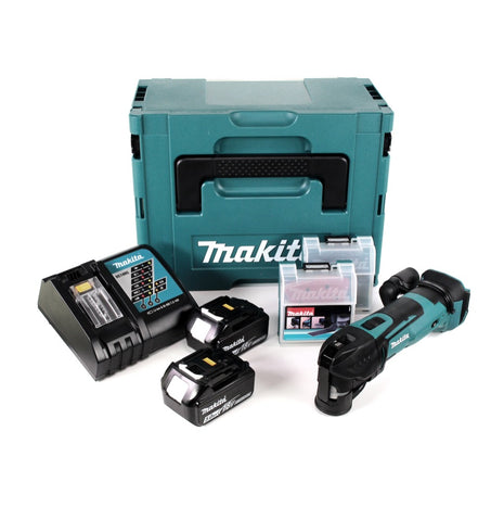 Makita DTM 51 RTJX2 Akku Multifunktionswerkzeug 18 V + 2x Akku 5,0 Ah + Ladegerät + 39 tlg. Zubehör Set + Makpac - Toolbrothers