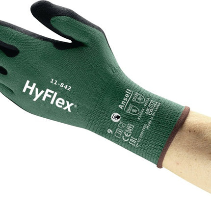 ANSELL Guantes HyFlex 11-842 talla 9 negro/verde (4000391309)