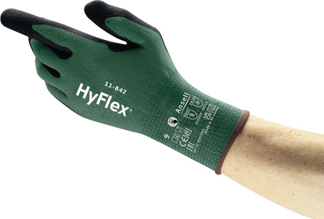 Guantes ANSELL HyFlex 11-842 talla 10 negro/verde (4000391310)