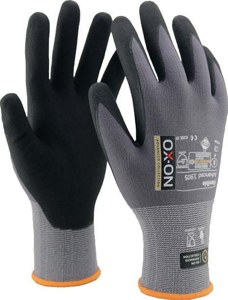 OX-ON Gants Flexible Advanced 1905 Taille 8 noir/gris clair ( 4000391386 )