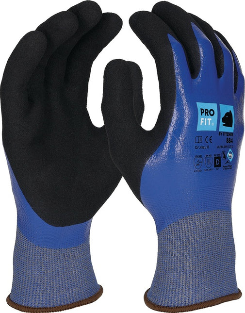 PRO FIT cut protection gloves Ultra DRY CUT D size 8 blue / black ( 4000391424 )