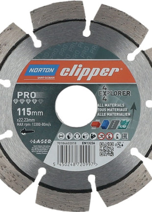 Disco de corte diamantado NORTON CLIPPER 4 x 4 Explorer Ø 115 mm diámetro 22,23 mm (4000818799)