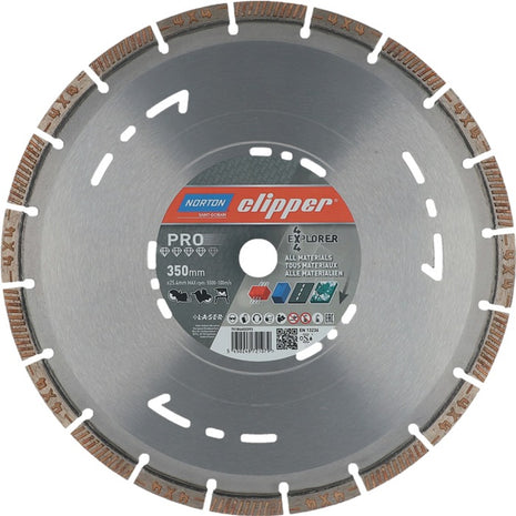 Disco de corte diamantado NORTON CLIPPER 4 x 4 Explorer Ø 350 mm diámetro 25,4 mm (4000818804)