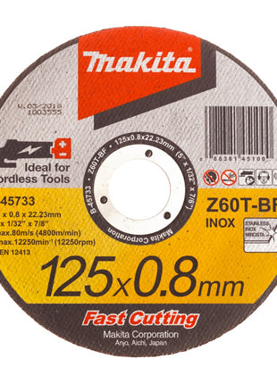 Makita 5x Trennscheibe 125 x 0,8 x 22,23 mm für INOX Edelstahl ( 5x B-45733 ) - Toolbrothers