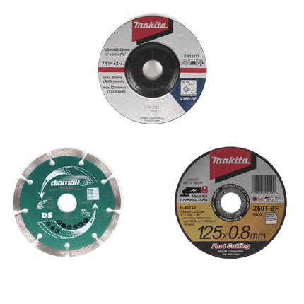 Makita GA5030RX1 Winkelschleifer 720 Watt 125 mm im Makpac + 10 x Trennscheiben + 1 x Schruppscheibe - Toolbrothers