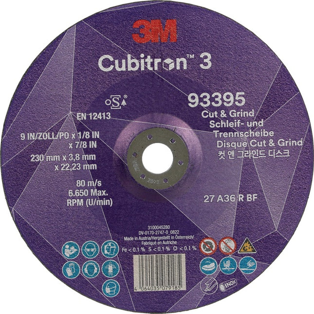 Disco abrasivo 3M Cubitron™ 3 Cut and Grind D230xS3.2mm grano 36+ (4000844297)