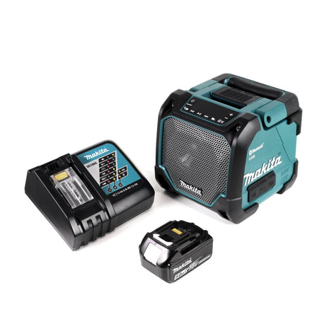 Makita DMR 202 RT1 Baustellen Lautsprecher 18V - für Akku- und Netzbetrieb, mit Bluetooth-Funktion, AUX-Anschluss, USB-Port, LCD Display + 1x Akku 5,0 Ah, Ladegerät 18V - Toolbrothers