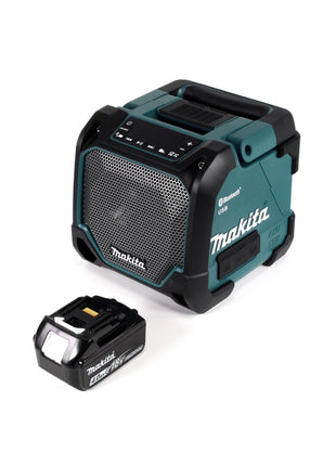 Makita DMR 202 M1 Baustellen Lautsprecher 18V - für Akku- und Netzbetrieb, mit Bluetooth-Funktion, AUX-Anschluss, USB-Port, LCD Display + 1x 4,0 Ah Akku - ohne Ladegerät - Toolbrothers