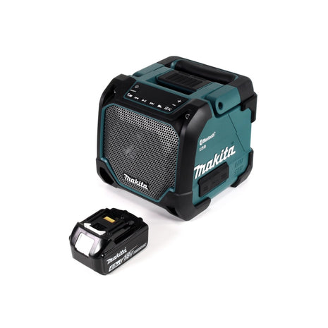 Makita DMR 202 M1 Baustellen Lautsprecher 18V - für Akku- und Netzbetrieb, mit Bluetooth-Funktion, AUX-Anschluss, USB-Port, LCD Display + 1x 4,0 Ah Akku - ohne Ladegerät - Toolbrothers