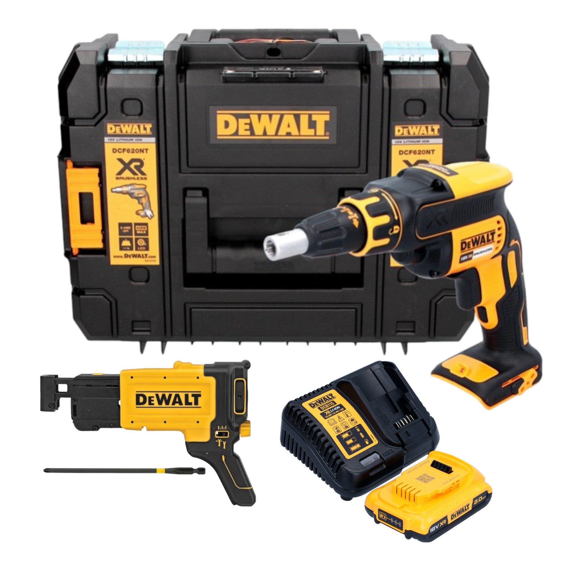 DeWalt DCF 620 D1T Akku Trockenbauschrauber 18 V 30 Nm Brushless 1x Akku 2 0 Ah Ladegeraet TSTAK 0 - toolbrothers