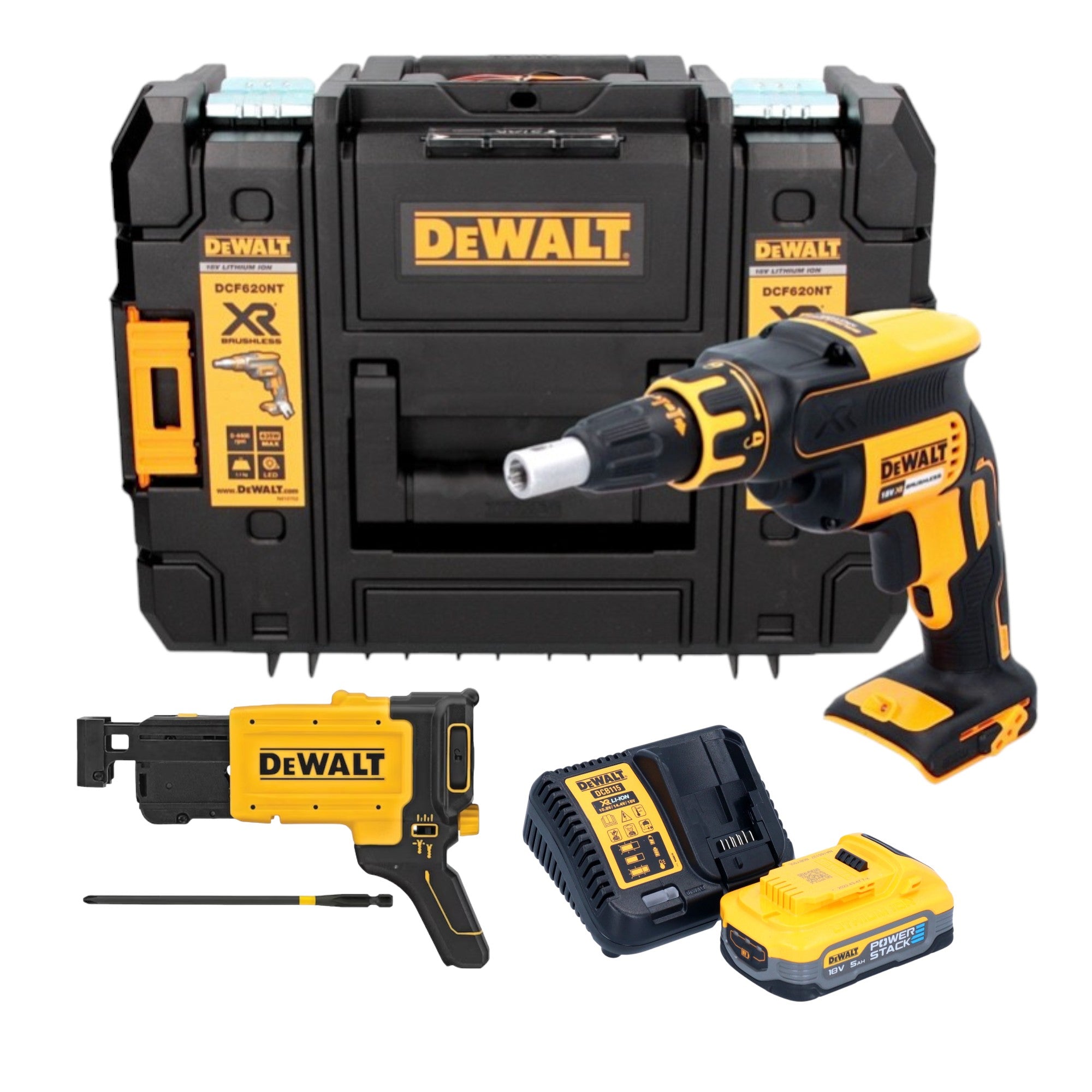 DeWalt DCF 620 H1T Akku Trockenbauschrauber 18 V 30 Nm Brushless 1x Powerstack Akku 5 0 Ah Ladegeraet TSTAK 0 - toolbrothers