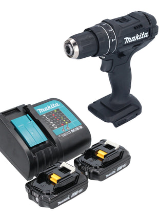 Makita DHP 482 SAB taladro percutor inalámbrico 18 V 62 Nm negro + 2x baterías 2,0 Ah + cargador