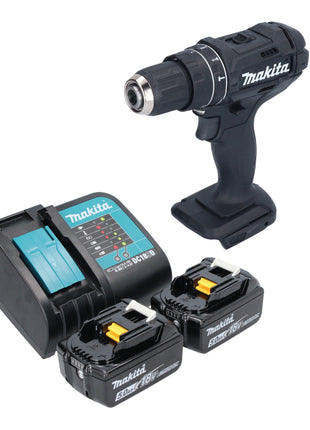 Makita DHP 482 STB Perceuse-visseuse à percussion sans fil 18 V 62 Nm noire + 2x batterie 5,0 Ah + chargeur